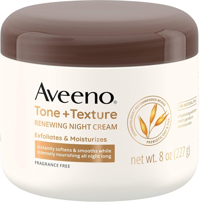 Aveeno Tone + Texture Renewing Night Cream with Prebiotic Oat - 8 Oz - Image 1